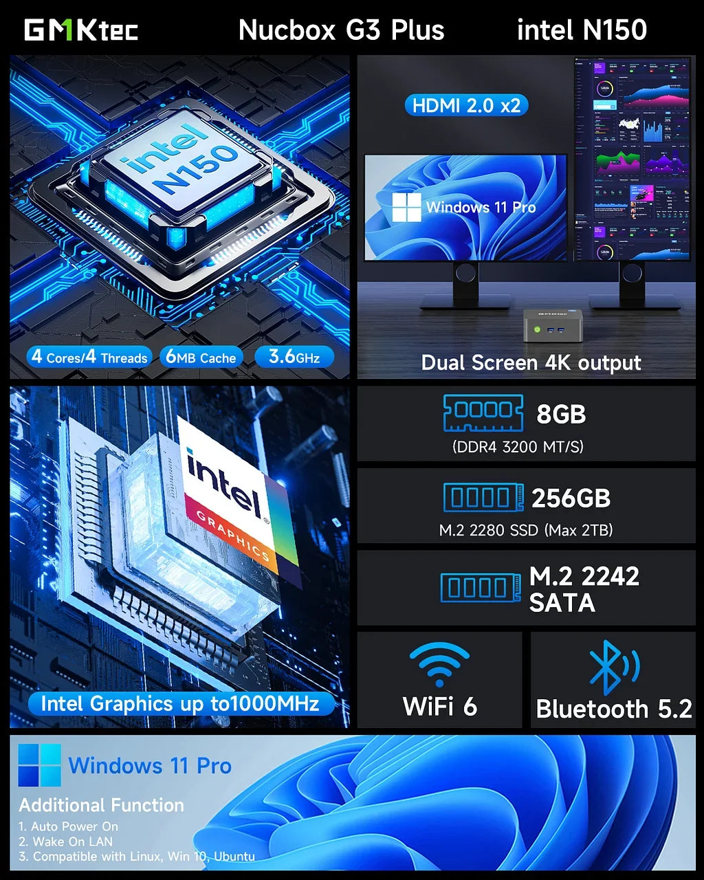GMKtec NucBox G3 Plus Mini PC Intel® Twin Lake N150