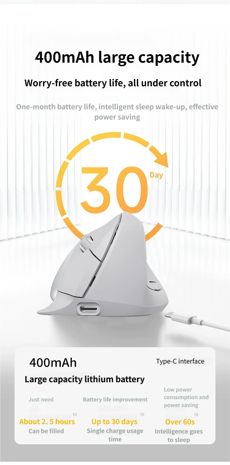 GMKtec Ratón vertical ergonómico inalámbrico Bluetooth y 2,4 GHz