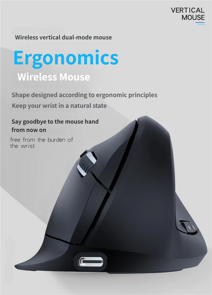 GMKtec Ratón vertical ergonómico inalámbrico Bluetooth y 2,4 GHz