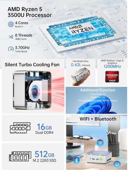 GMKtec NucBox G10 Mini PC AMD® Ryzen™ 5 3500U