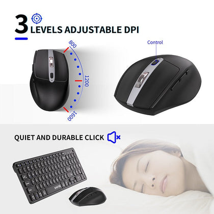 GMKtec Pack de teclado completo y ratón inalámbricos de 2,4 GHz