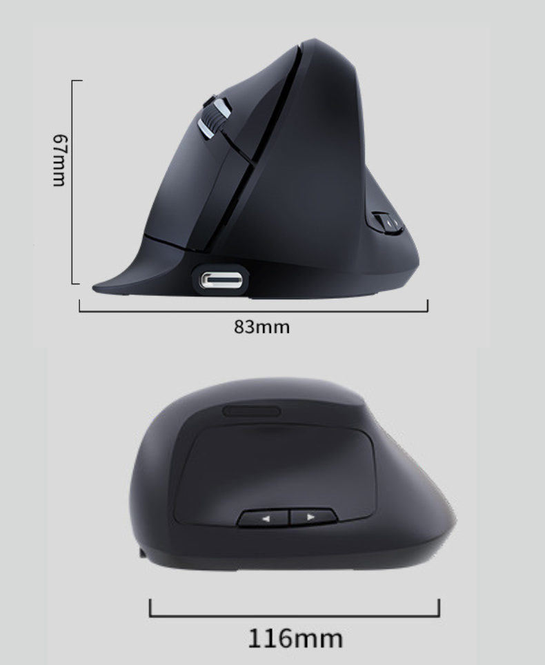 GMKtec Ratón vertical ergonómico inalámbrico Bluetooth y 2,4 GHz