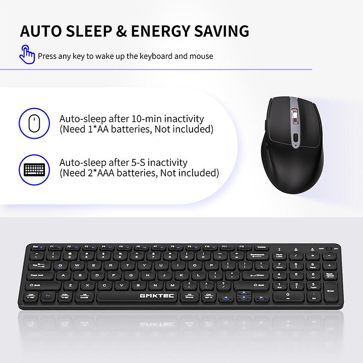 GMKtec Pack de teclado completo y ratón inalámbricos de 2,4 GHz
