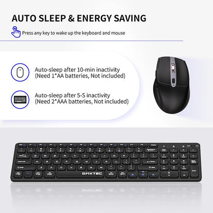 GMKtec Pack de teclado completo y ratón inalámbricos de 2,4 GHz