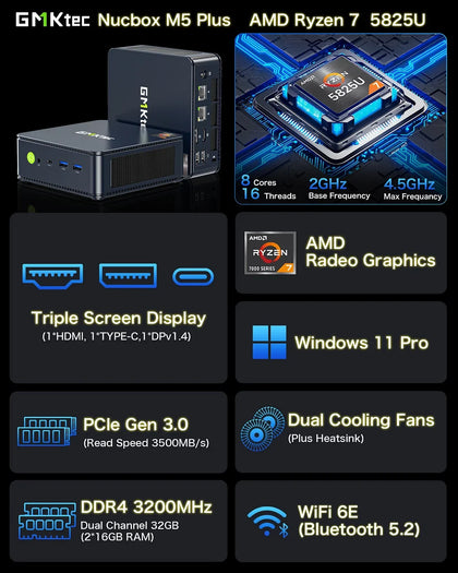GMKtec NucBox M5 Plus Mini PC AMD Ryzen™ 7 5825U