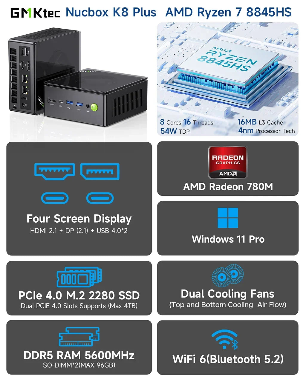 GMKtec NucBox K8 Plus Mini PC AMD Ryzen™ 7 8845HS